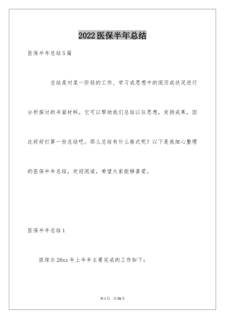 2024医保半年总结