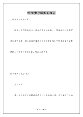 2024太平洋实习报告