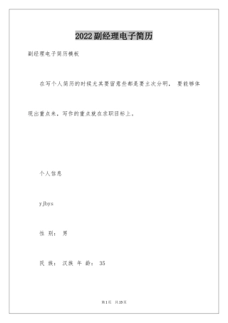 2024副经理电子简历