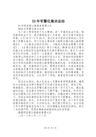 XX年军警化集训总结