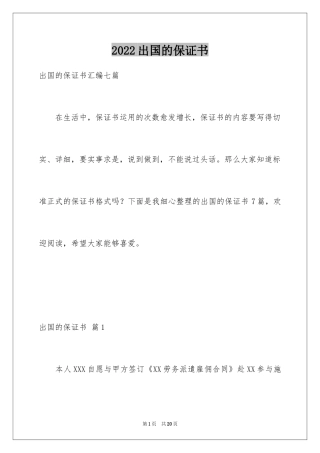 2024出国的保证书