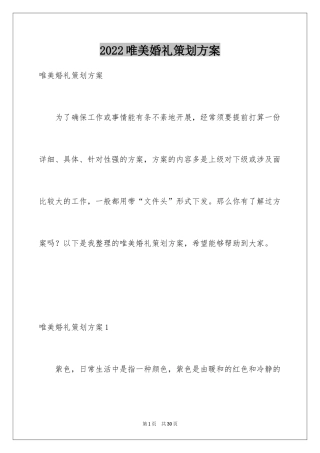 2024唯美婚礼策划方案