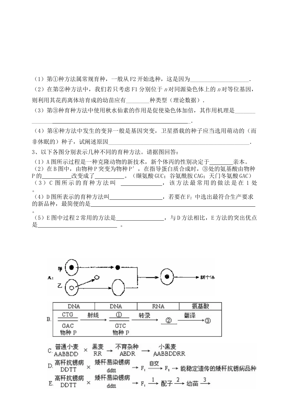 高考复习 生物育种知识归类及练习(完整解答版)_第3页