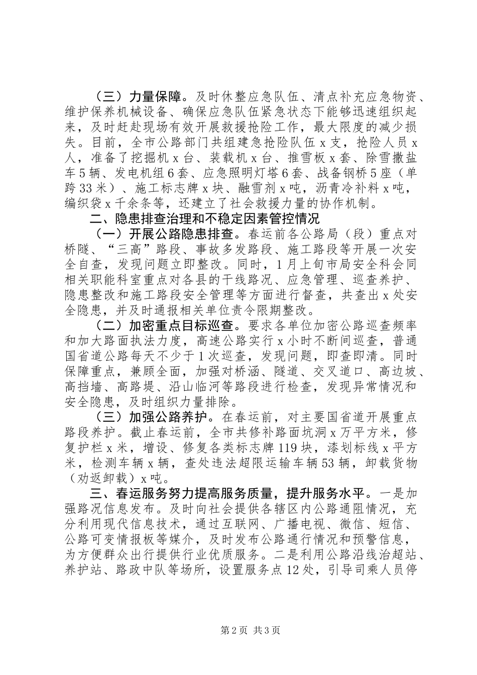 XX年公路春运工作开展情况汇报_第2页