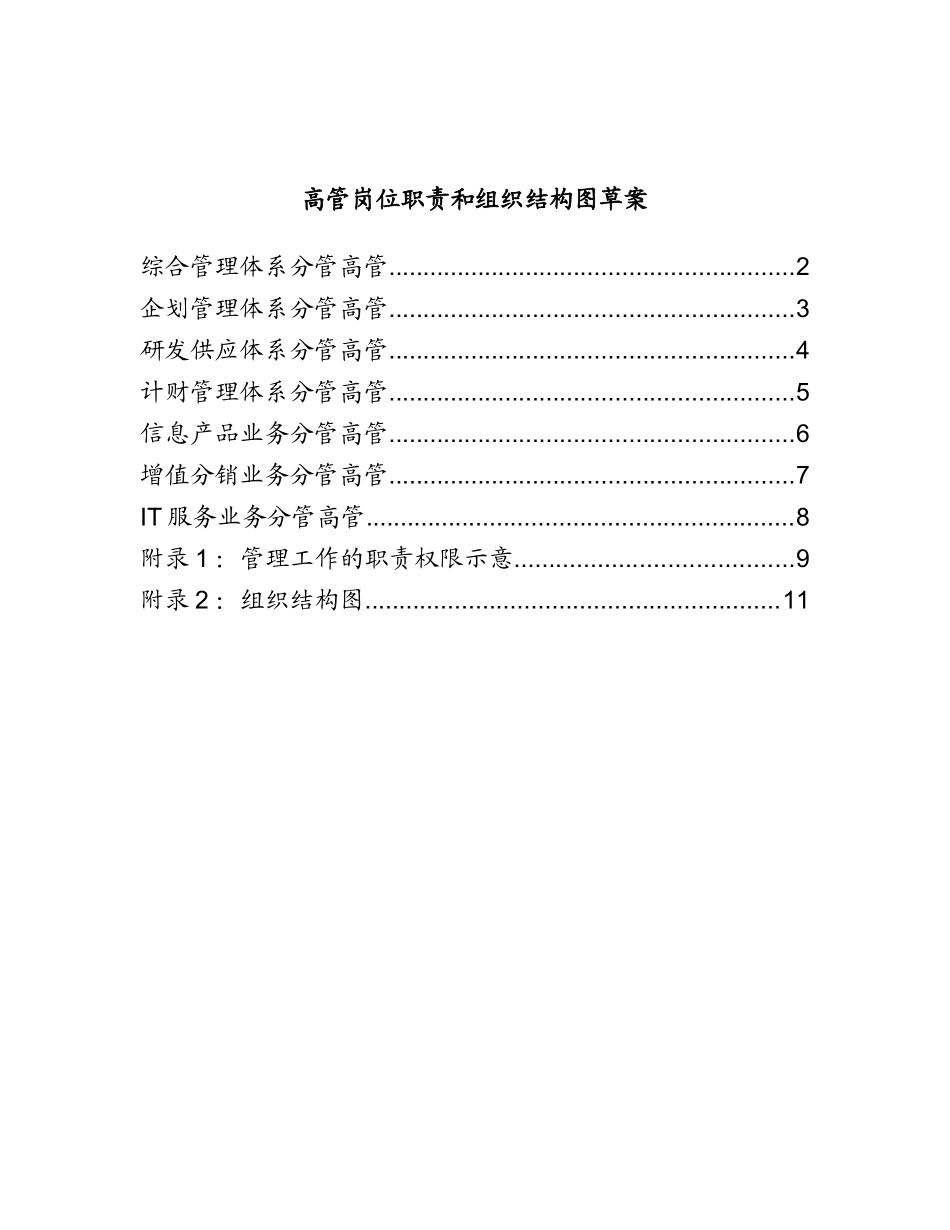 高管岗位职责和组织结构图草案_第1页