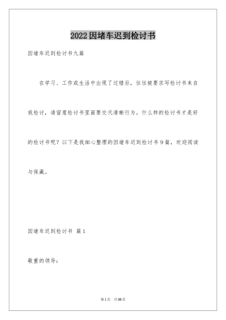 2024因堵车迟到检讨书_2