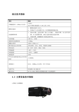 高清车牌识别技术参数(SIC1G)