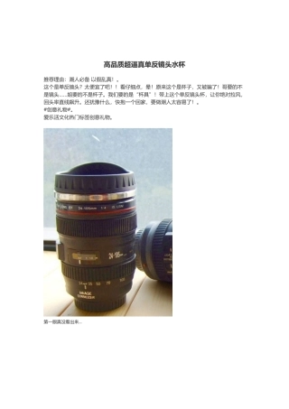 高品质超逼真单反镜头水杯