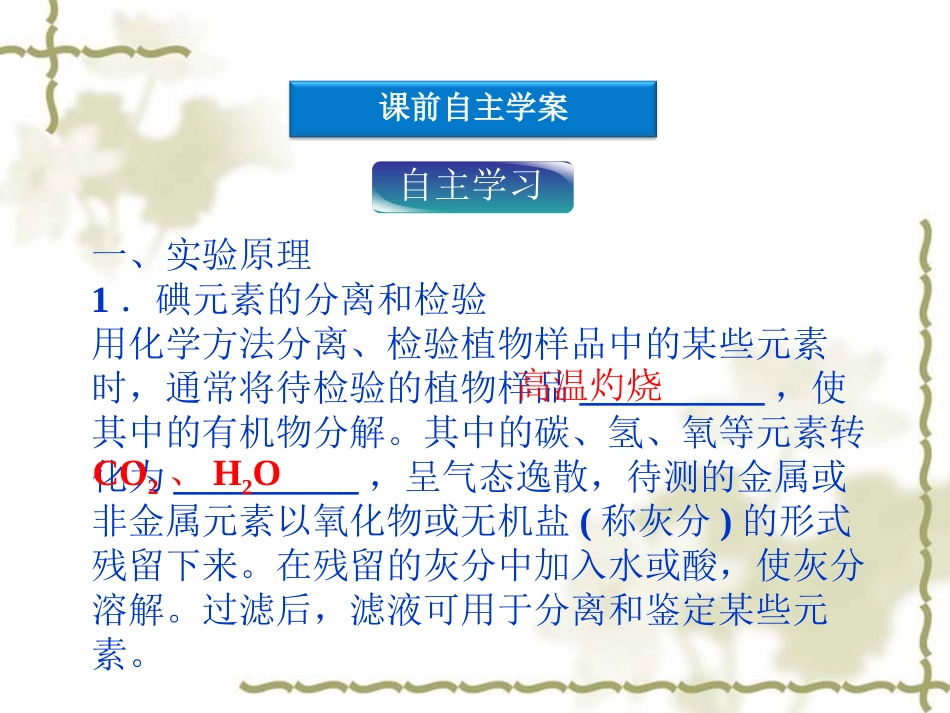 高二化学同步课件：1.1 海带中碘元素的分离及检验(苏教版选修6)很好用_第3页