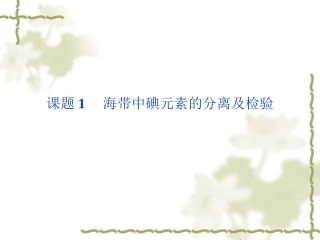 高二化学同步课件：1.1 海带中碘元素的分离及检验(苏教版选修6)很好用