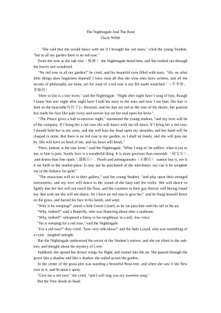 高中英语选修课：英语文学欣赏 夜莺与玫瑰 教学课件