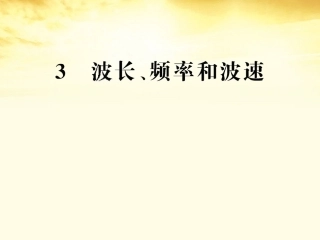 高中物理-波长频率和波速课件