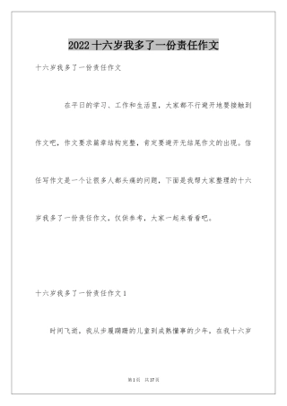 2024十六岁我多了一份责任作文