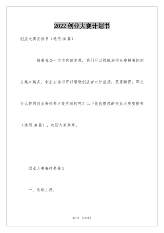 2024创业大赛计划书