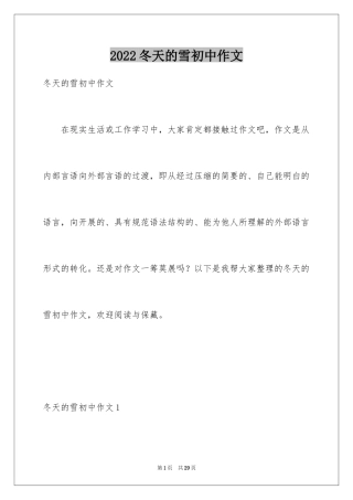 2024冬天的雪初中作文