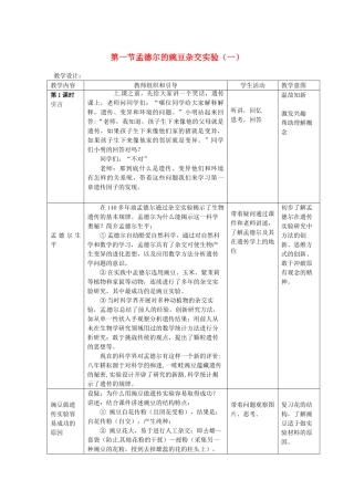 高一生物《第一节 孟德尔豌豆杂交实验》教案(7)新人教版