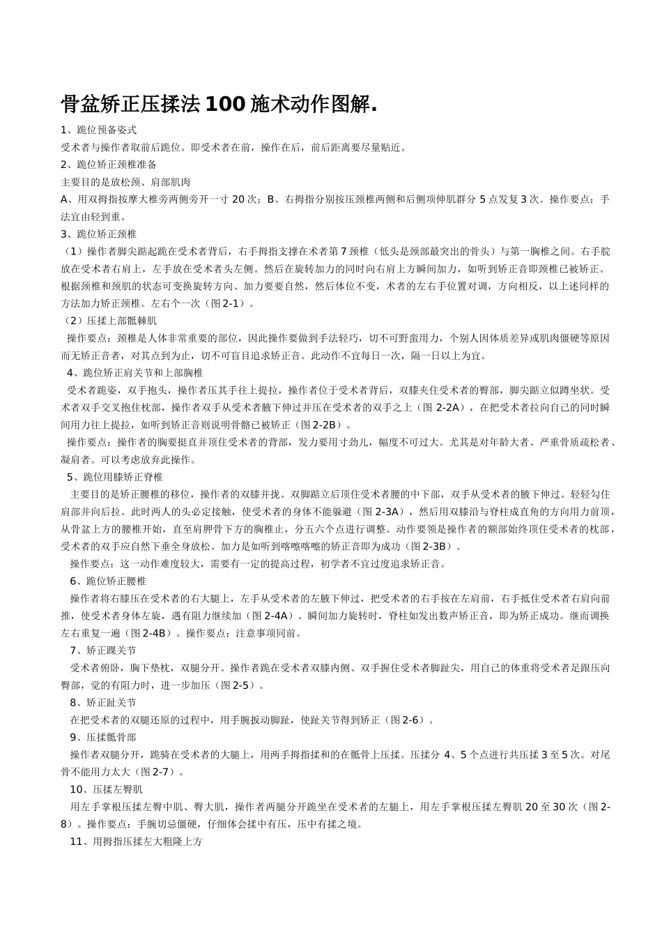 骨盆矫正压揉法100施术动作图解._第1页