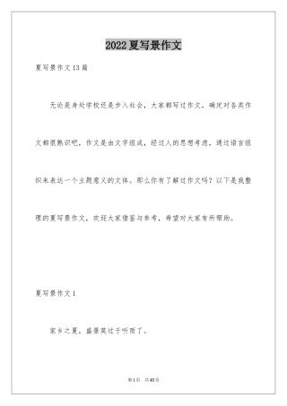 2024夏写景作文
