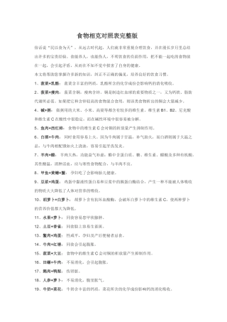 食物相克对照表完整版