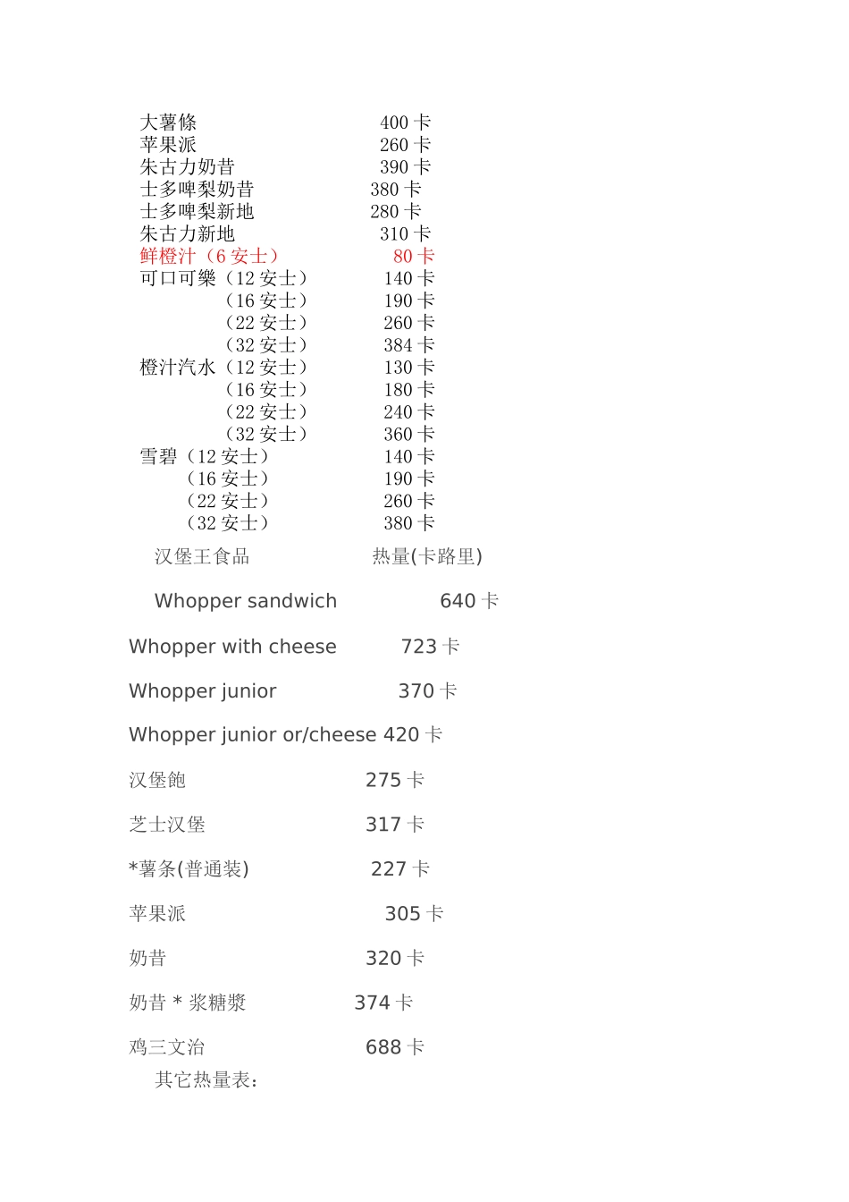 食物热量排行榜_第2页