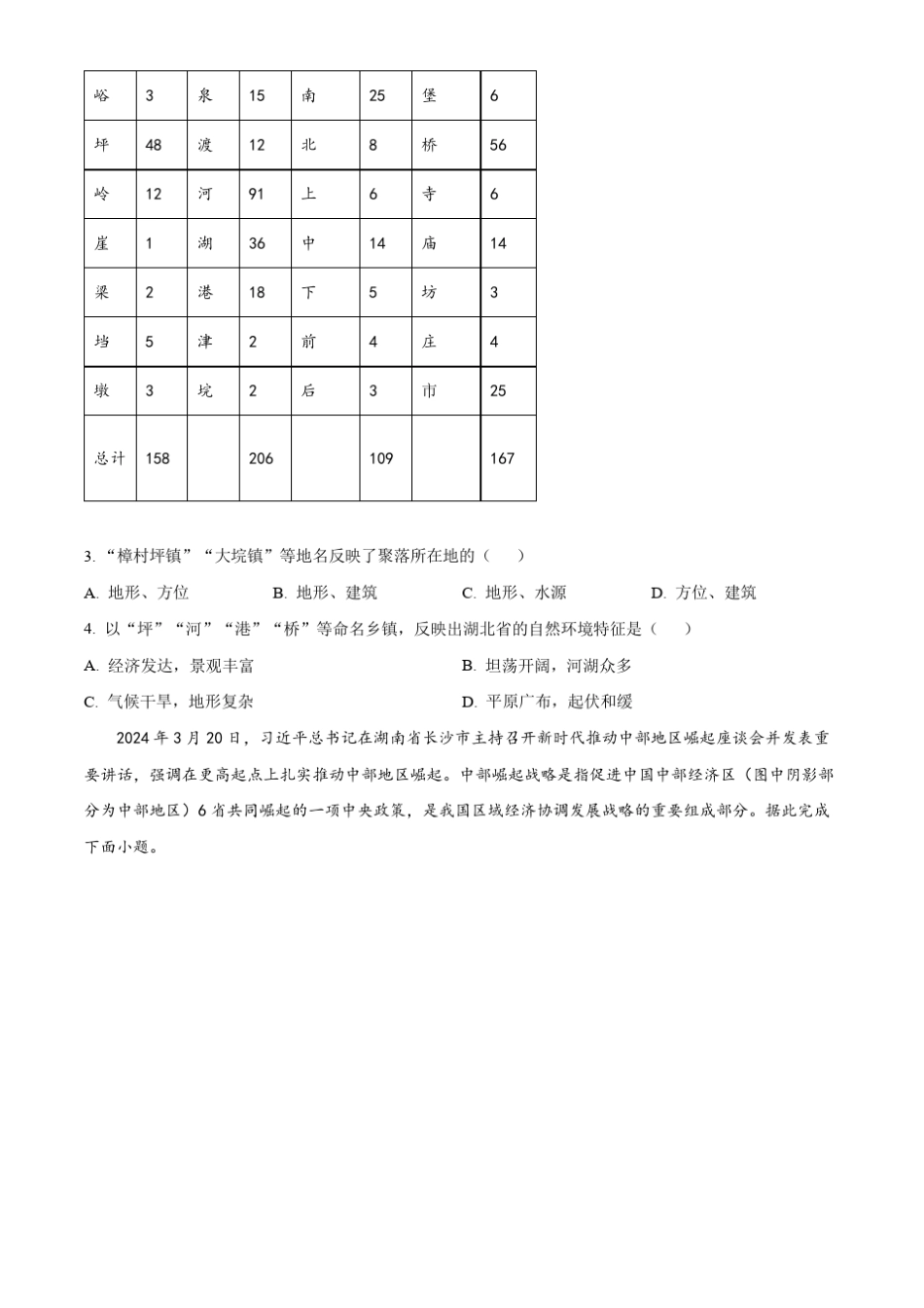 年湖北省宜昌市初中名校联盟中考三模考试地理试题(原卷版)_第2页