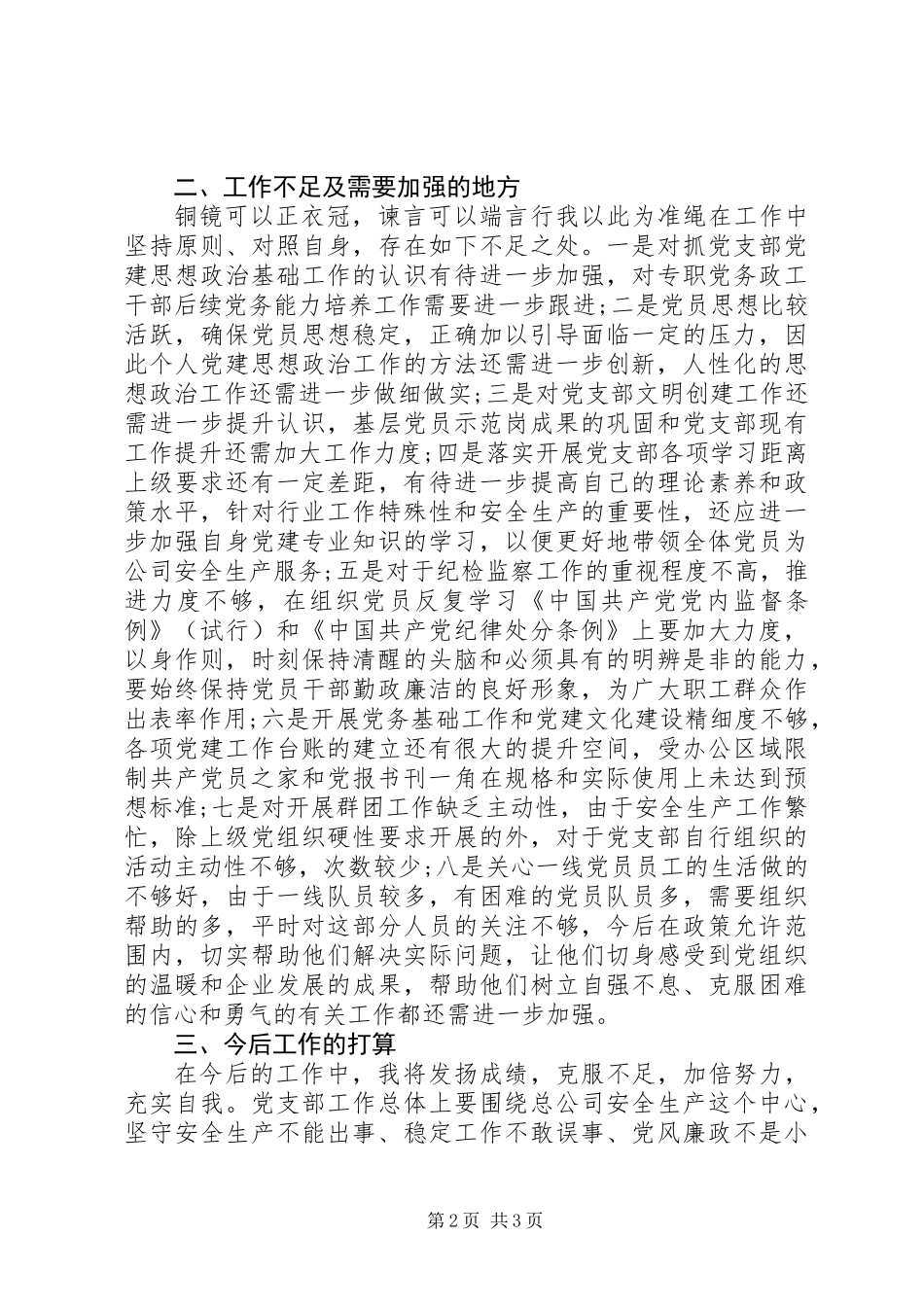 XX年公司党支部书记述职报告_第2页