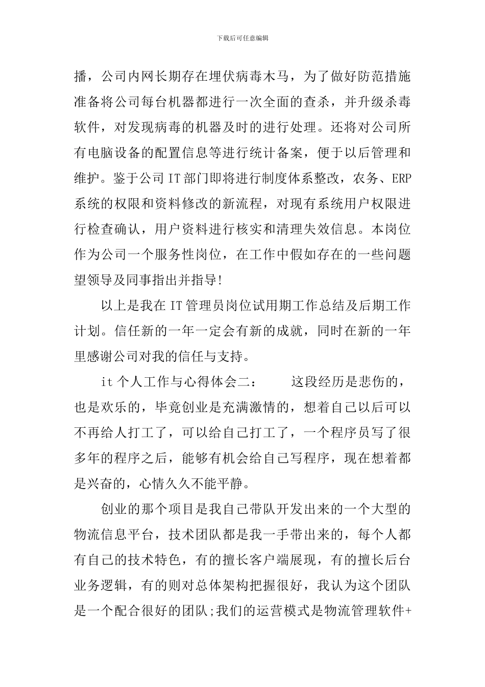 it个人工作与心得体会3篇_第3页