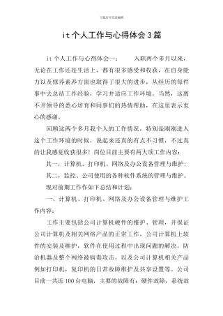 it个人工作与心得体会3篇