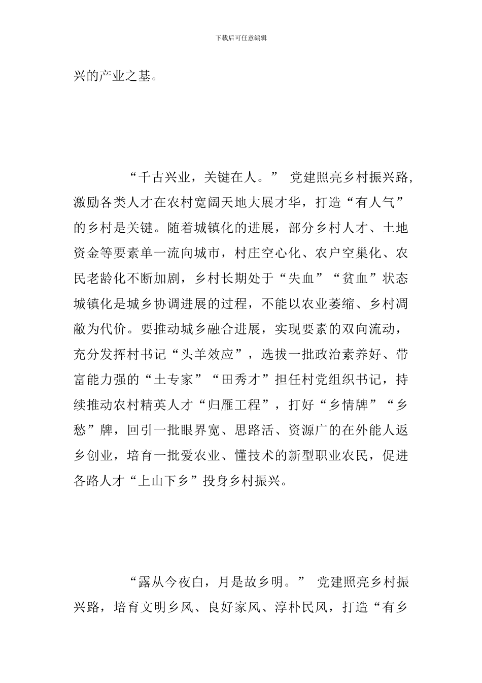 2024年让党建之光照亮乡村振兴之路范文_第2页