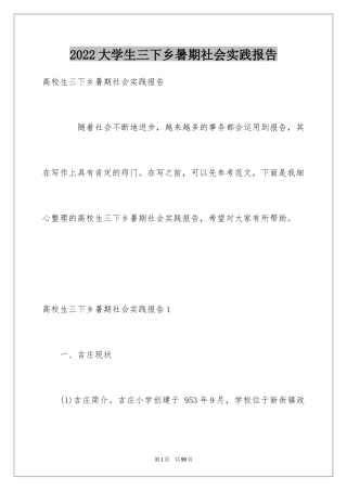 2024大学生三下乡暑期社会实践报告