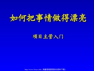 项目主管入门-如何把事情做漂亮(PPT文档,122页)