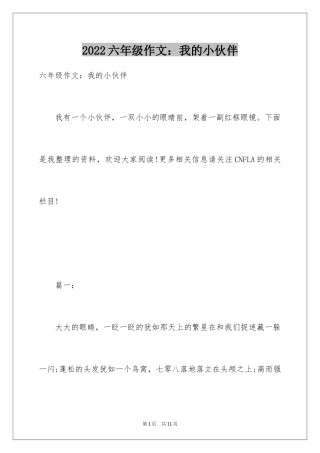 2024六年级作文：我的小伙伴
