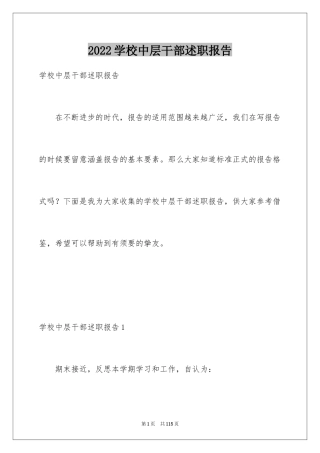 2024学校中层干部述职报告