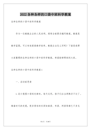 2024各种各样的口袋中班科学教案