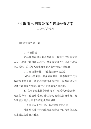 “洪涝-雷电-雨雪-冰冻-”现场处置方案