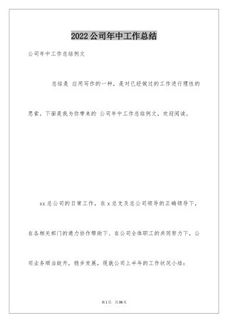 2024公司年中工作总结