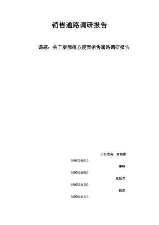 销售通路调研