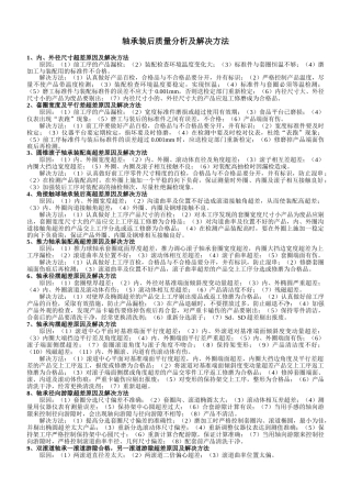 轴承装后质量分析及解决方法