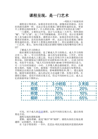 课程呈现,是一门艺术
