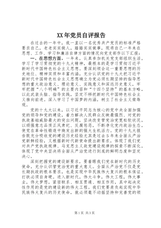 XX年党员自评报告