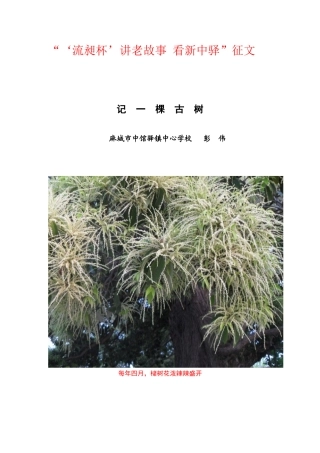 记一棵古树(麻城市中馆驿镇中心学校  彭伟) 2