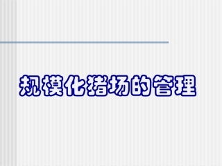 规模化猪场的管理