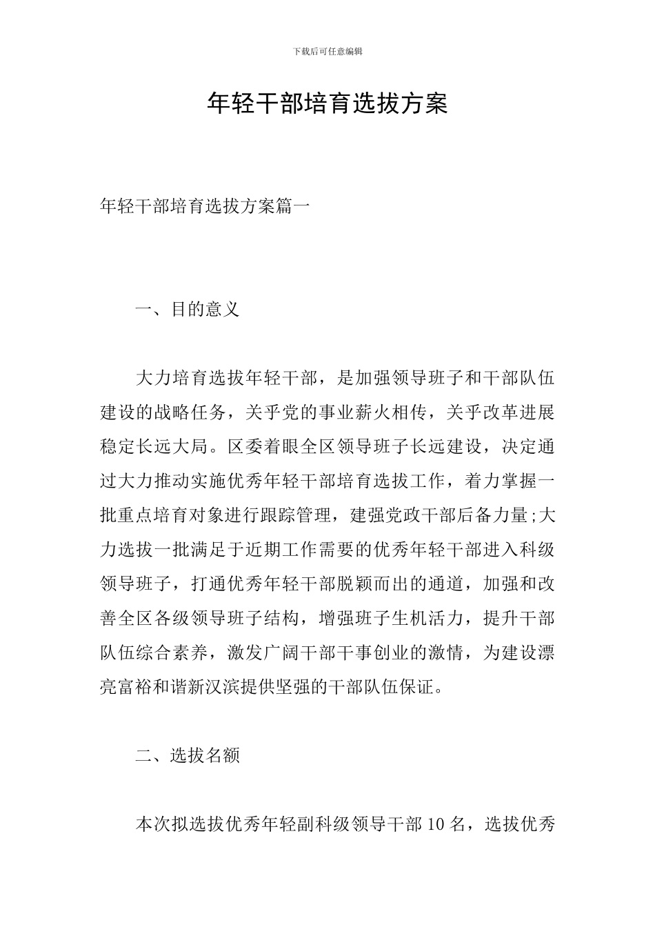 年轻干部培养选拔方案_第1页