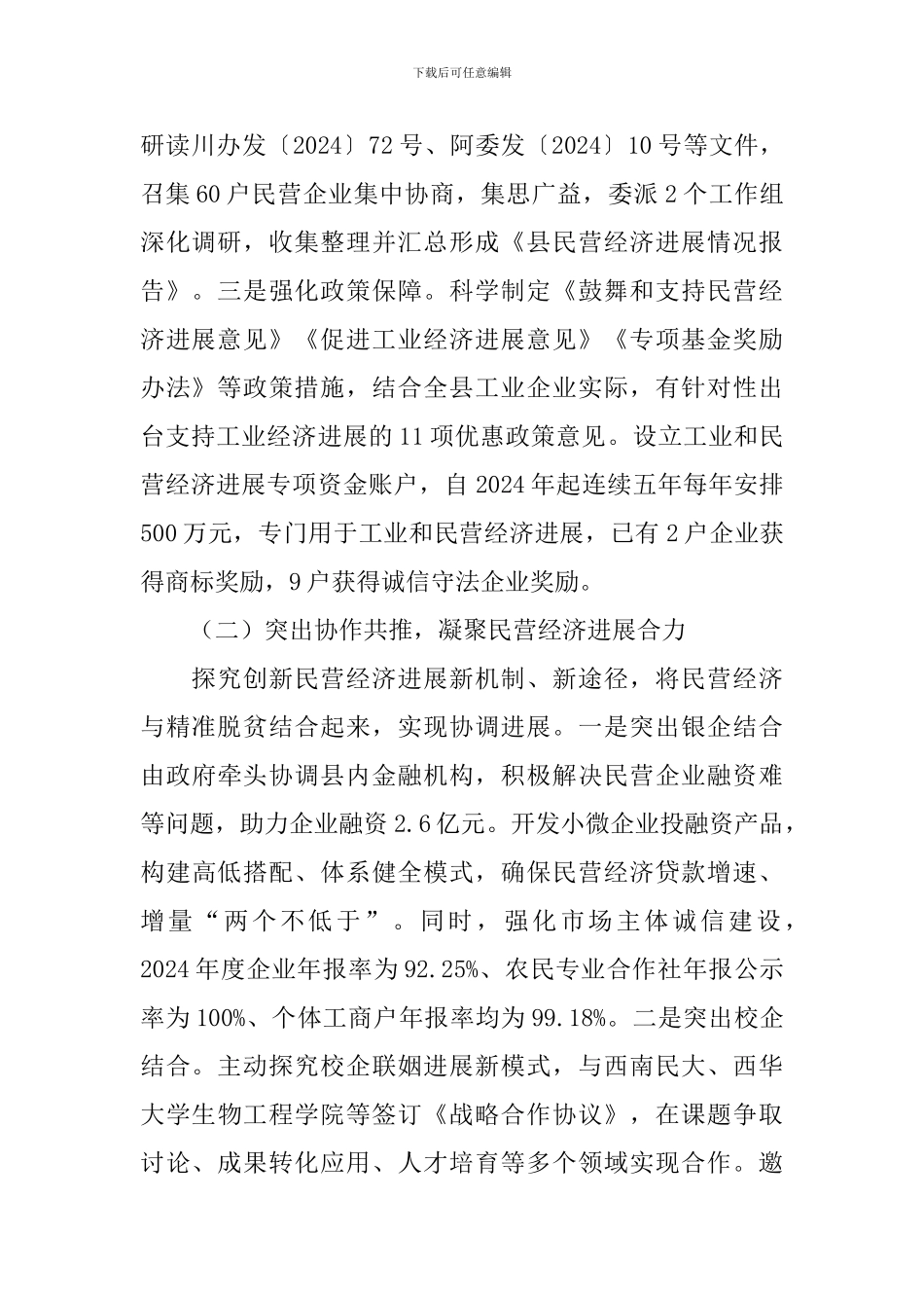 民营经济发展工作报告_第2页