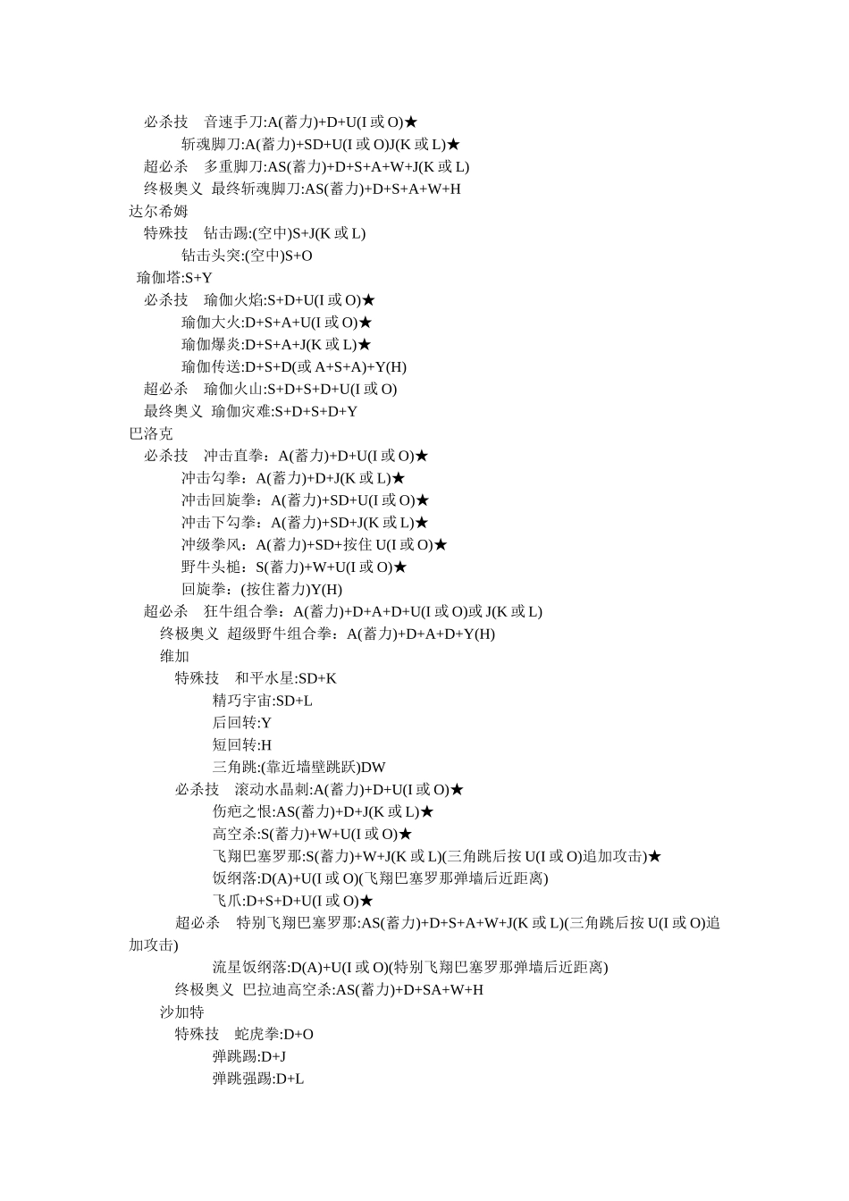街霸4所有人物键盘出招表 终极经典  绝对准确 成为高手必看!_第3页