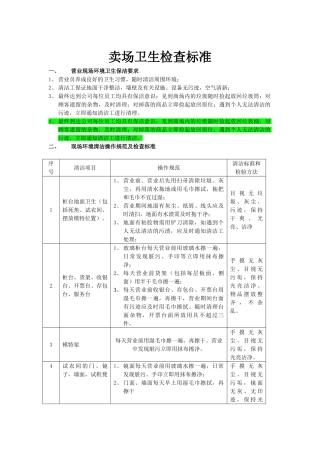 营业现场环境卫生清洁检查标准(关)