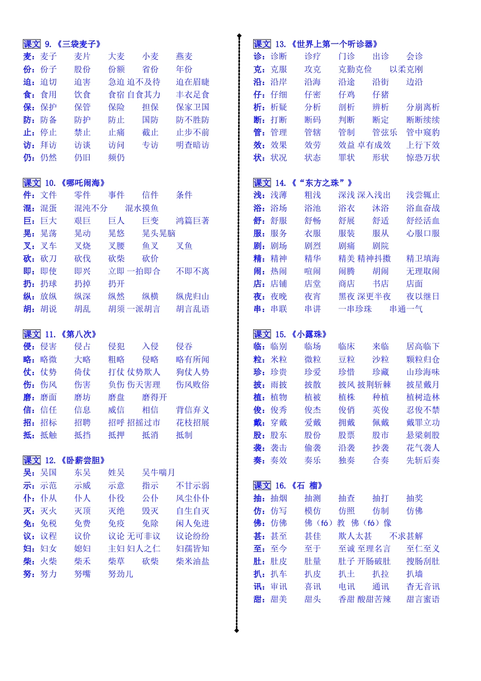 苏教版三年级上生字组词_第2页