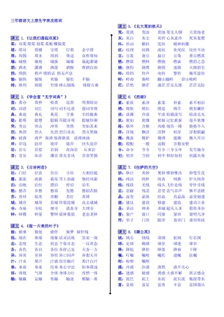 苏教版三年级上生字组词
