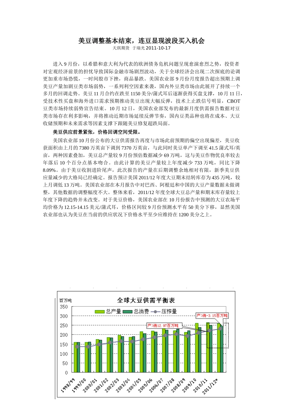 美豆调整基本结束,连豆显现波段买入机会_第1页