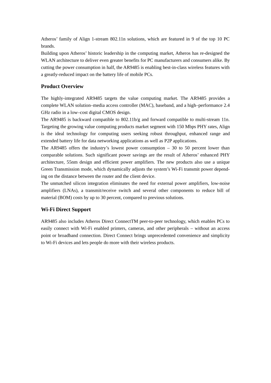 网络适配器Qualcomm Atheros AR9485 802.11bgn WiFi Adapter介绍_第3页